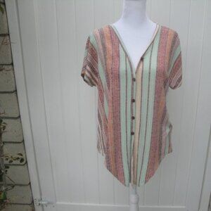 Anthropologie W5 Women's Shirt Knit Top Size Small with Tie Front Stripe